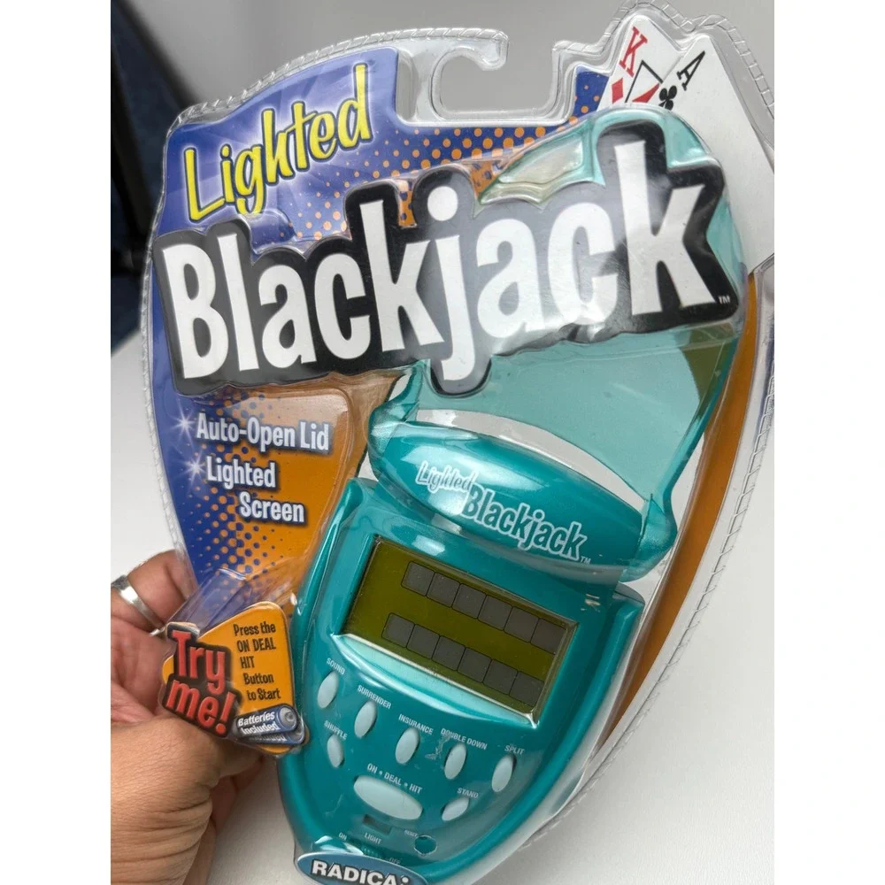 Radica Lighted Blackjack Handheld Electronic Game 74005 Teal Auto-Open Lid NEW